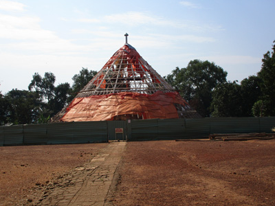 Main building being rebuilt after fire, Kasubi Royal Tombs, Uganda 2015